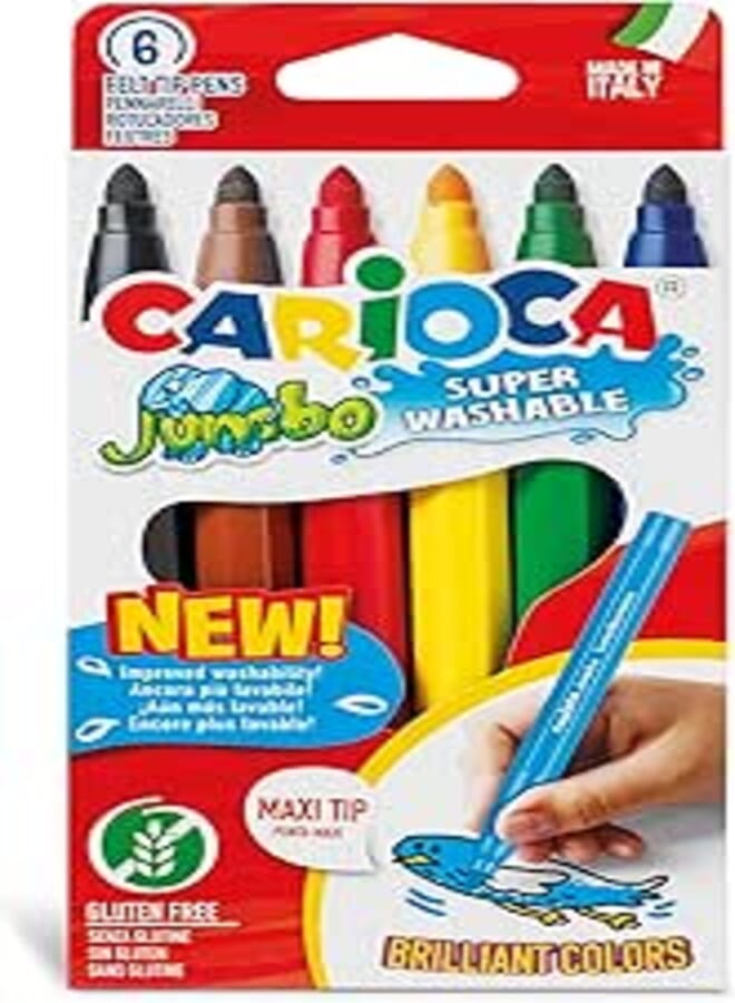 Carioca Jumbo Extra Fat - Multicoloured, Pack of 6
